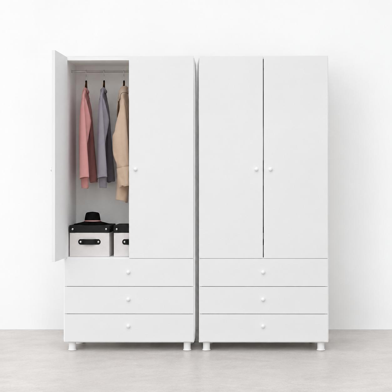 closet 3 drawers and a hanger