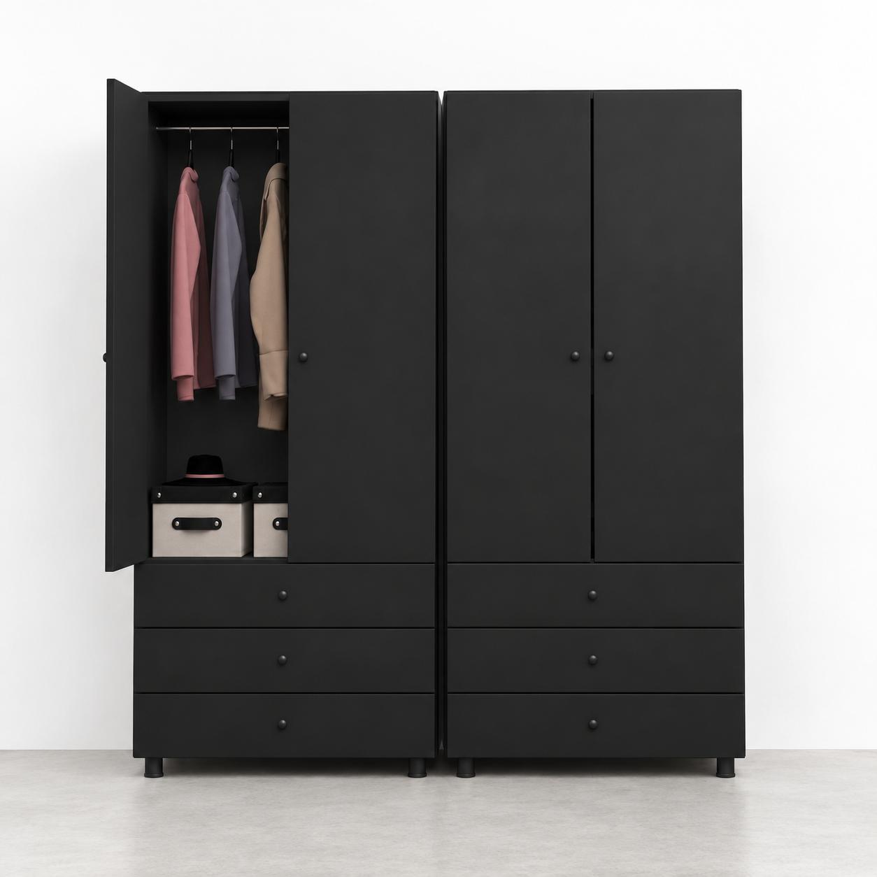 closet 3 drawers and a hanger