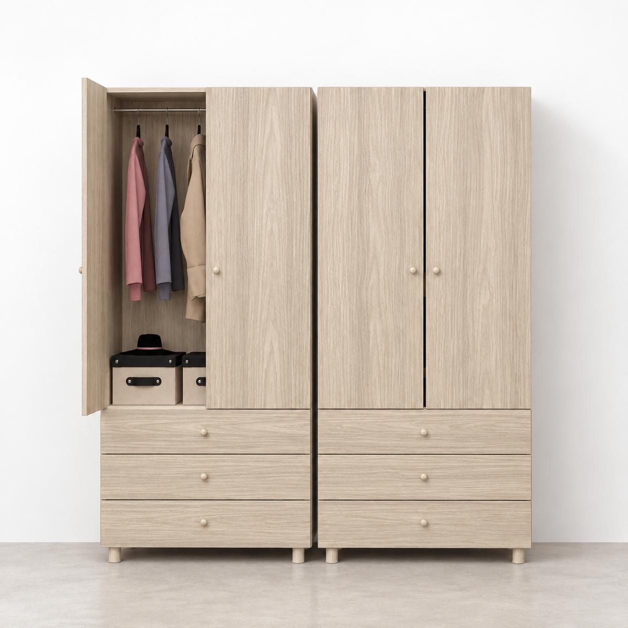closet 3 drawers and a hanger