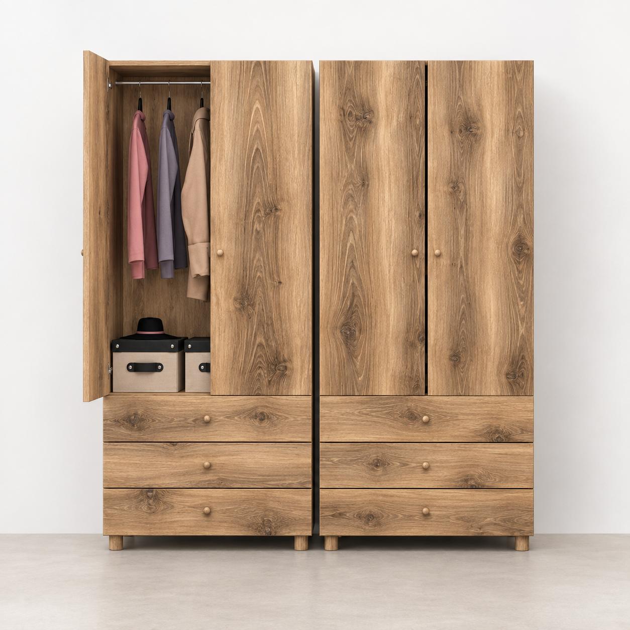 closet 3 drawers and a hanger