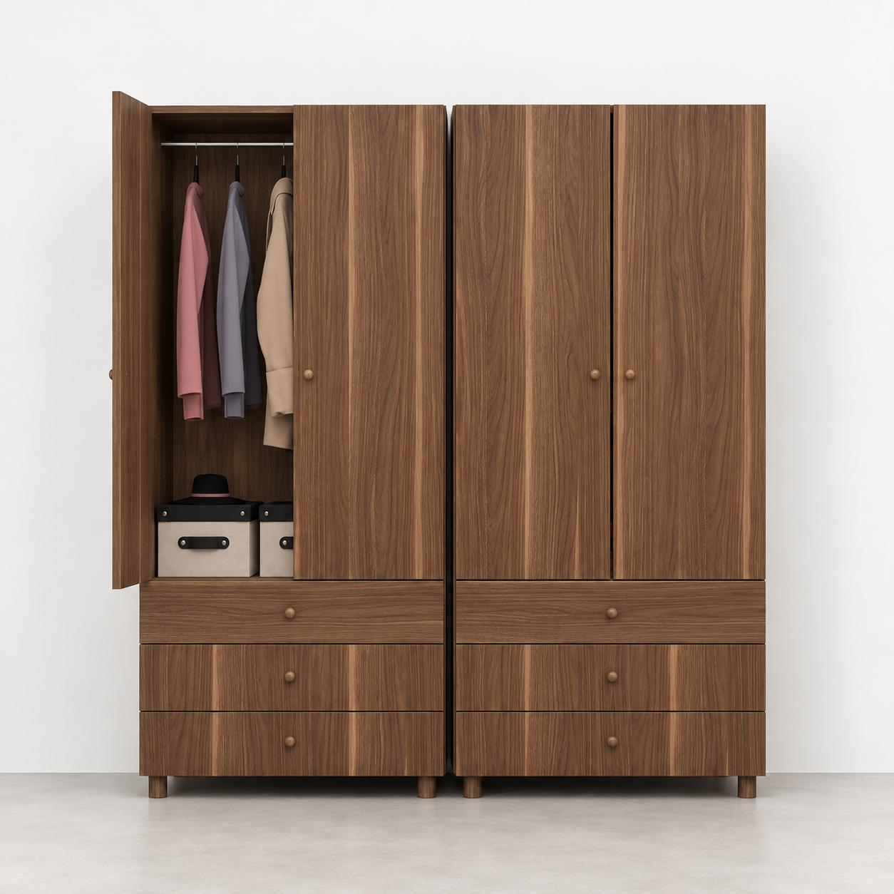 closet 3 drawers and a hanger